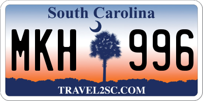 SC license plate MKH996