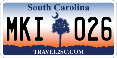 SC license plate MKI026