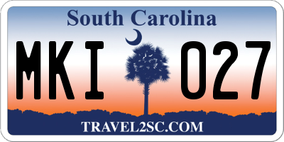 SC license plate MKI027