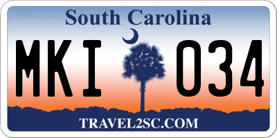 SC license plate MKI034