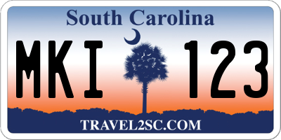 SC license plate MKI123