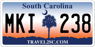 SC license plate MKI238