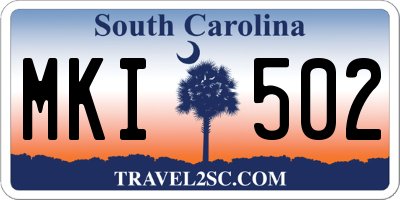 SC license plate MKI502