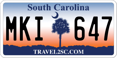 SC license plate MKI647