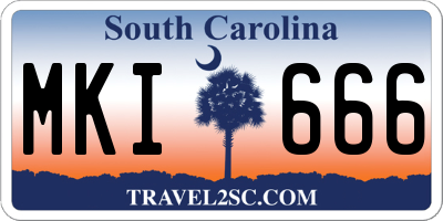 SC license plate MKI666