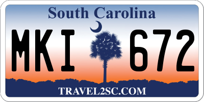SC license plate MKI672