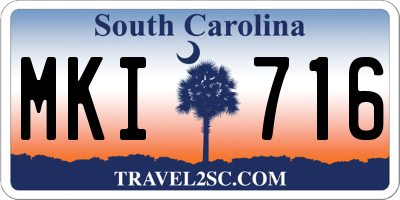 SC license plate MKI716