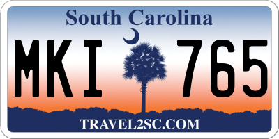 SC license plate MKI765