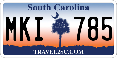 SC license plate MKI785