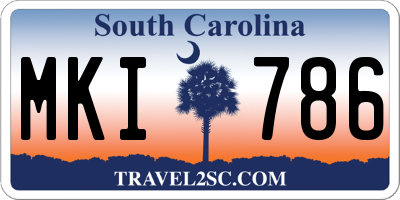 SC license plate MKI786