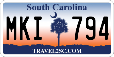 SC license plate MKI794