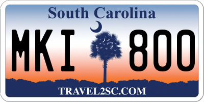 SC license plate MKI800