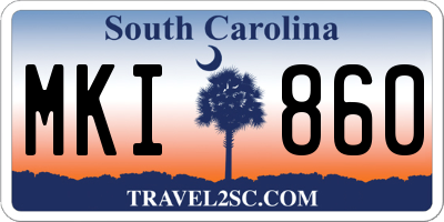 SC license plate MKI860