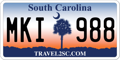 SC license plate MKI988