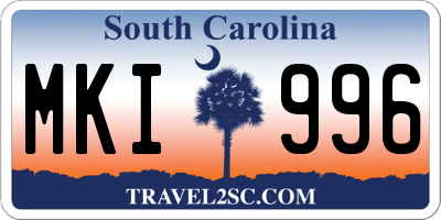 SC license plate MKI996