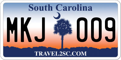 SC license plate MKJ009