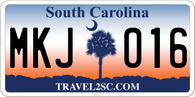 SC license plate MKJ016