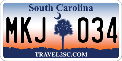 SC license plate MKJ034