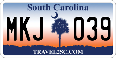 SC license plate MKJ039
