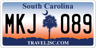 SC license plate MKJ089
