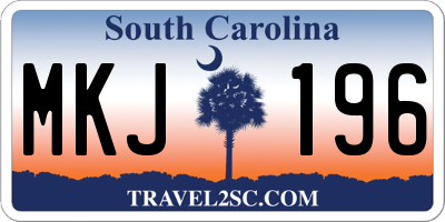 SC license plate MKJ196