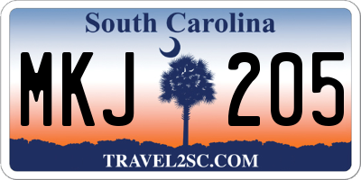 SC license plate MKJ205