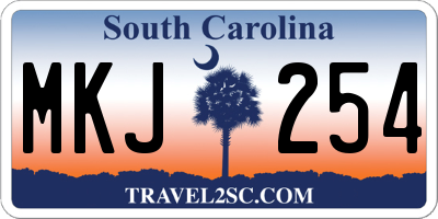 SC license plate MKJ254
