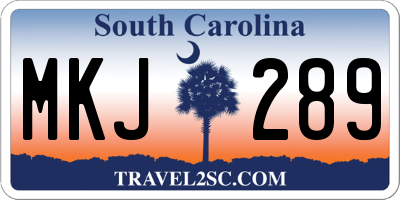 SC license plate MKJ289