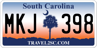 SC license plate MKJ398