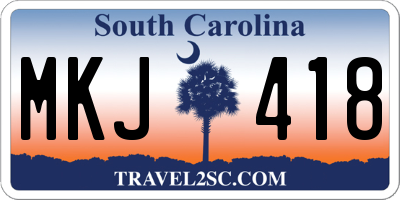 SC license plate MKJ418