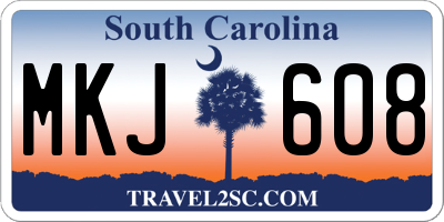 SC license plate MKJ608