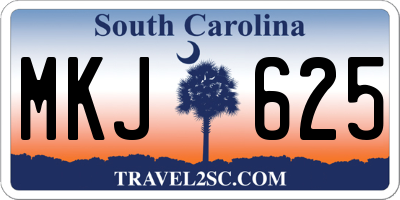 SC license plate MKJ625