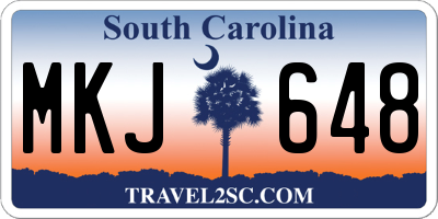 SC license plate MKJ648