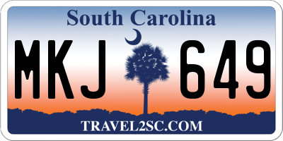 SC license plate MKJ649