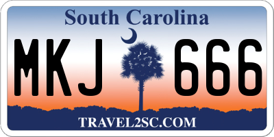 SC license plate MKJ666