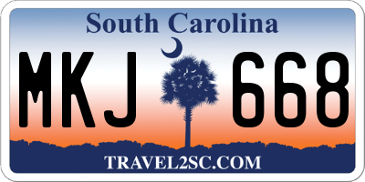 SC license plate MKJ668