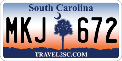SC license plate MKJ672