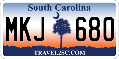 SC license plate MKJ680