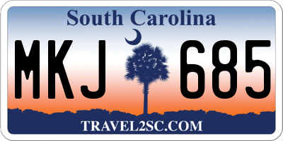 SC license plate MKJ685