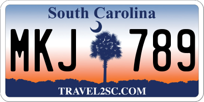 SC license plate MKJ789