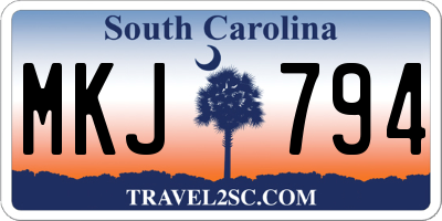 SC license plate MKJ794