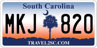 SC license plate MKJ820