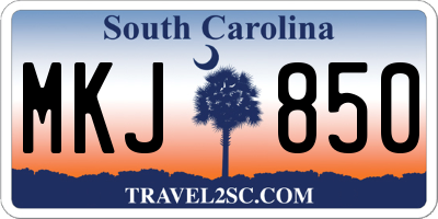 SC license plate MKJ850