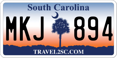 SC license plate MKJ894