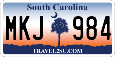 SC license plate MKJ984