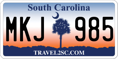 SC license plate MKJ985