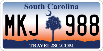 SC license plate MKJ988