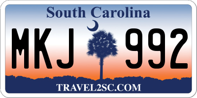SC license plate MKJ992