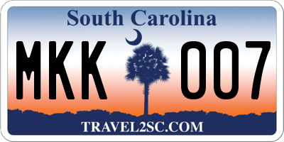 SC license plate MKK007
