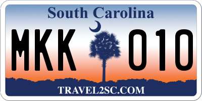 SC license plate MKK010